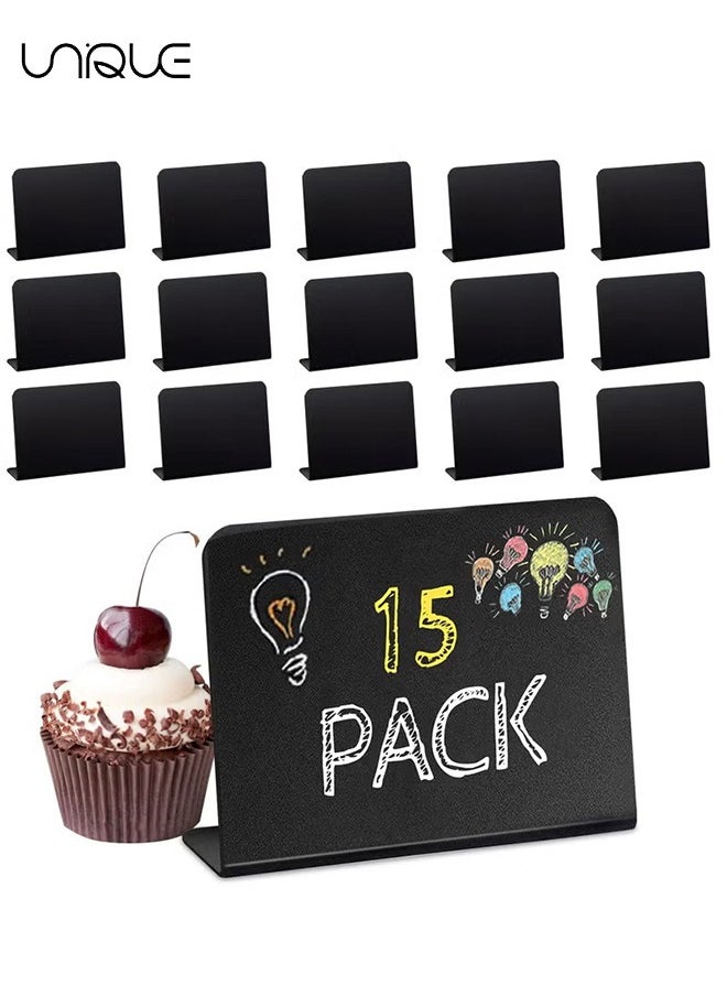 Unique 15 Pack Mini Chalkboard Signs, Small Rectangle Chalkboard Signs with Stand, Reserved Signs for Tables, Display Blackboards Message Board for Food, Pricetags, Weddings, Parties, Bakery, 4 X 3 Inch  - Image 1