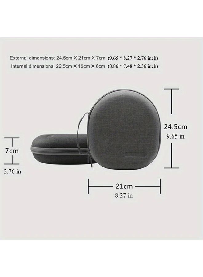 Hard EVA Headphone Case With Hand Strap Durable Black Travel Storage Bag - Image 2