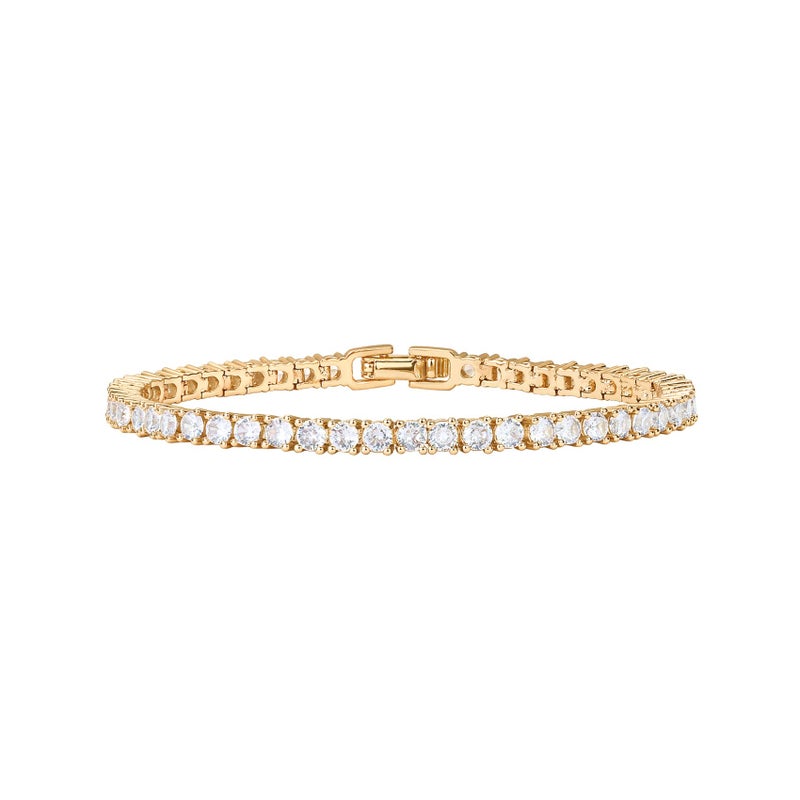 PAVOI 14K Gold Plated 3mm Cubic Zirconia Classic Tennis Bracelet | Gold Bracelets for Women | Size 6.5-7.5 Inch - Image 1