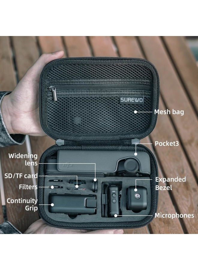 SUREWO Osmo Pocket 3 Mini Case, Portable PU Storage Protective Bag for DJI Osmo Pocket 3 Standard kit and DJI Osmo Pocket 3 Power Expansion Combo Accessories - Image 4