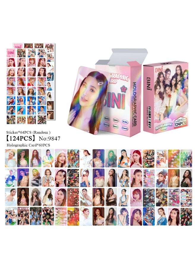 Small Card Philippine Girl Group Bini Laser Card Exquisite Sticker Star Peripheral Holographic Card - Image 2