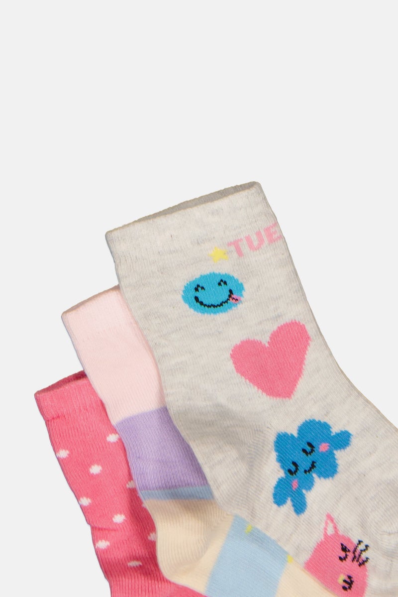 Joe Boxer Toddlers Girl 5 Pairs Allover Print Crew Socks, Multicolor - Image 3