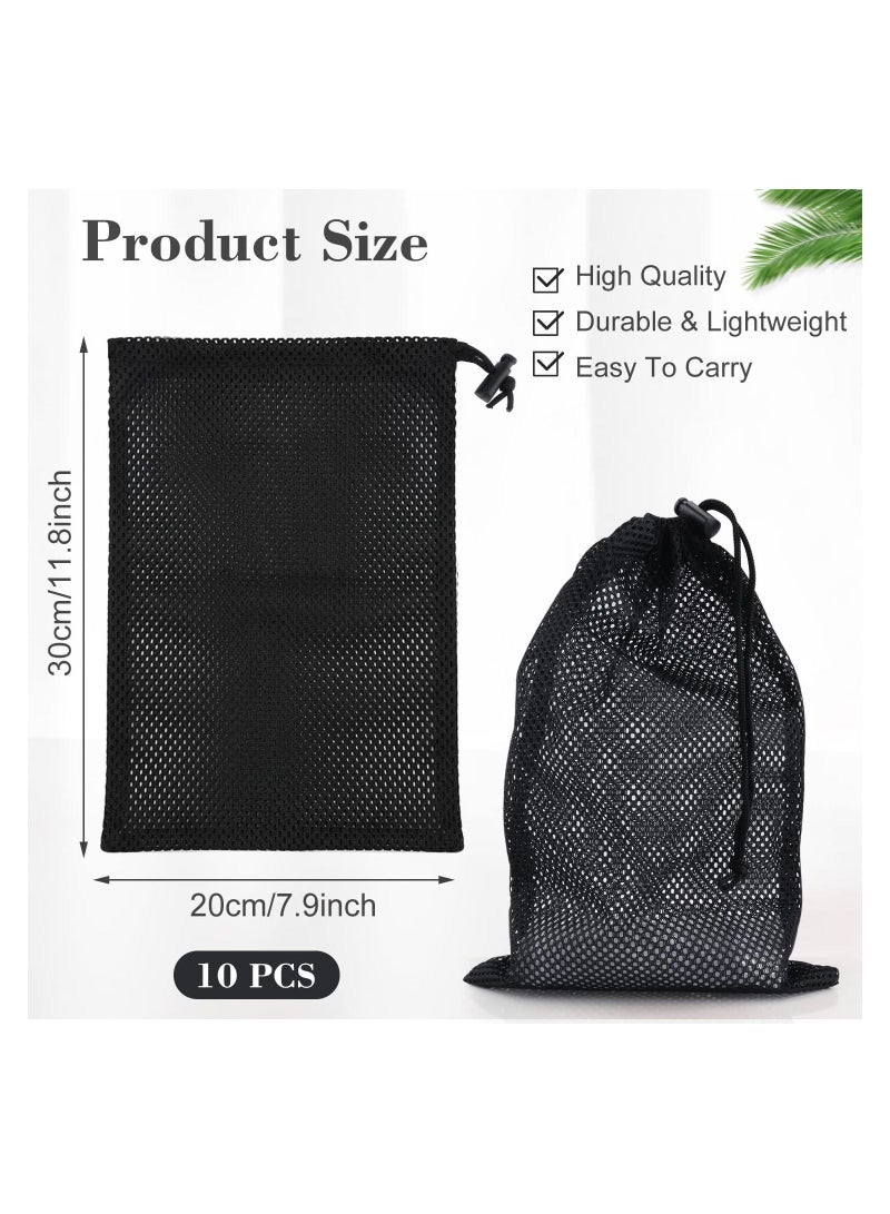ماركة غير محددة 10 Pack Mesh Drawstring Bag 12 x 8 inch, Bags Multi Purpose Net with Cord Lock Closure for Home Kitchen Laundry Travel Camping Outdoor Basketball Socce Nylon  - Image 2