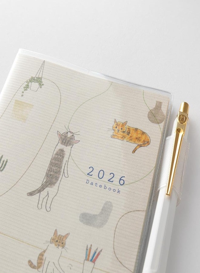 Designphil Midori Pocket Diary 2026 Slim Monthly Limited Bookmark with Cat Pattern 22362006 (Starts from January 2026) - Image 3