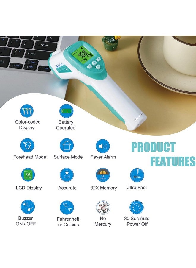 Amplim Forehead Thermometer for Adults, Kids, and Infants: No-Touch Digital Baby Thermometer, Temporal Touchless Medical Grade Newborn Thermometer, Registry Must Have for Body Fever Temperatures, Blue - Image 1