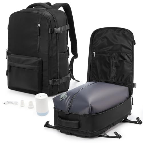 VGCUB Vacuum Backpack Travel with Electric Pump Vacpack System Storage Carry on Work Laptop Business Waterproof College Compression Personal Item Daypack Backpacks for Women Men Black - Image 1