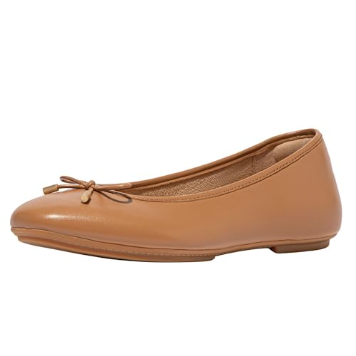 FitFlop Women's Delicato Bow Soft Leather Ballerinas Ballet Flat, Desert Tan, 8 - Image 1