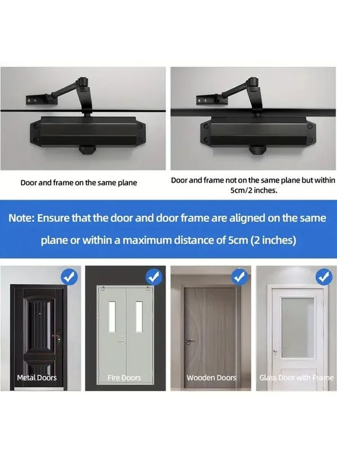 Black Door Closer Hydraulic Buffer Lightweight Metal Spring for Residential and Fire Doors - Image 2