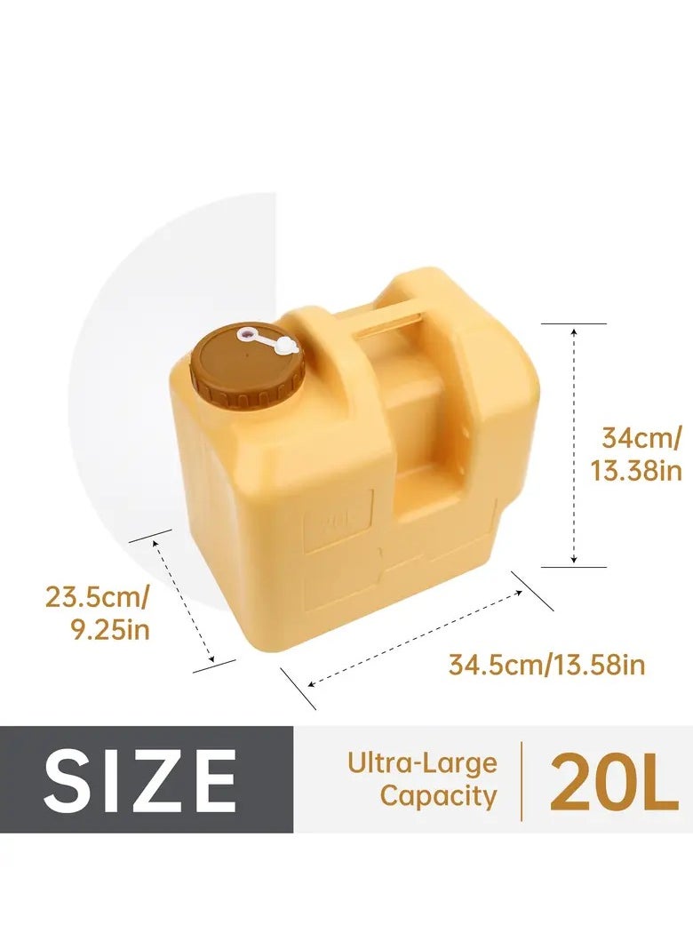 LC - Portable water container with a 20L capacity, includes a handwashing bottle, faucet, and cleaning brush for camping and hiking. - Image 1