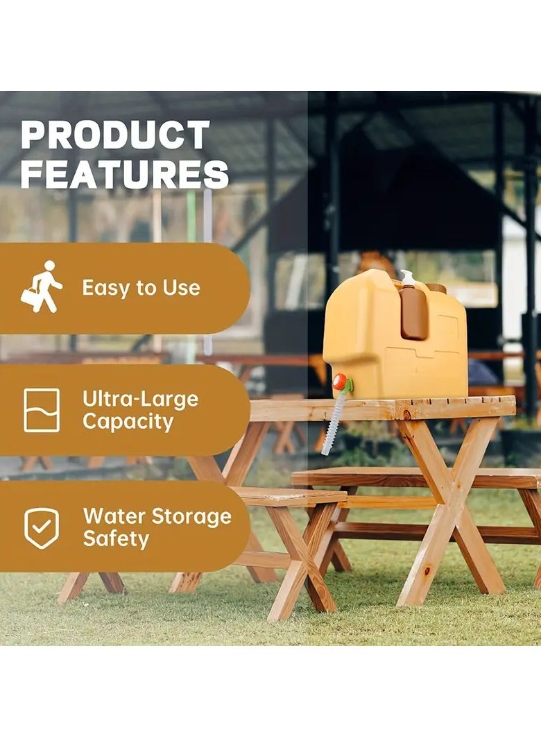 LC - Portable water container with a 20L capacity, includes a handwashing bottle, faucet, and cleaning brush for camping and hiking. - Image 1