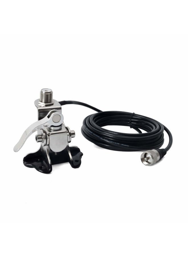 HYS Car Antenna Mount Stainless Steel Car Clip Mount Trunk Lid Hatchback Mount Bracket for Mobile Transceiver Car Radio Antenna + 16.4FT RG58 Antenna Cable (SO239 to PL259) - Image 1