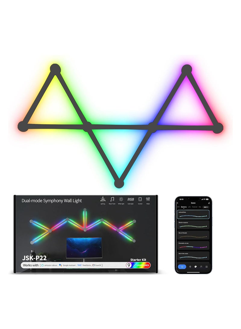 Loquat 9 Lines LED Smart Glide Light WiFi RGB LED Wall Light for Gaming Room with Music Sync - Image 1