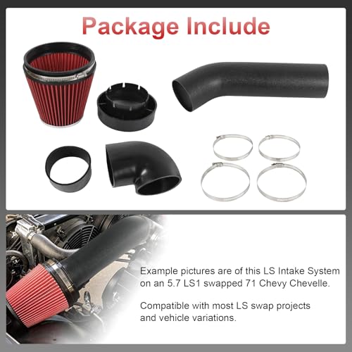 LDMINDA LS Swap Cold Air Intake kit Compatible with Camaro Chevelle GTO Monte Carlo Caprice LS1 LS2 LSX LQ4 LQ9 Restomod - Image 4