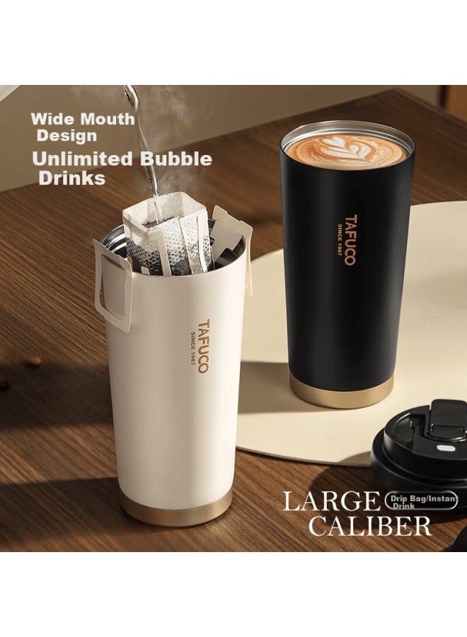 Tafuco Ceramic Coated Coffee Cup Double Insulated Thermos Car Home Portable 0.5l White T2428 - Image 3