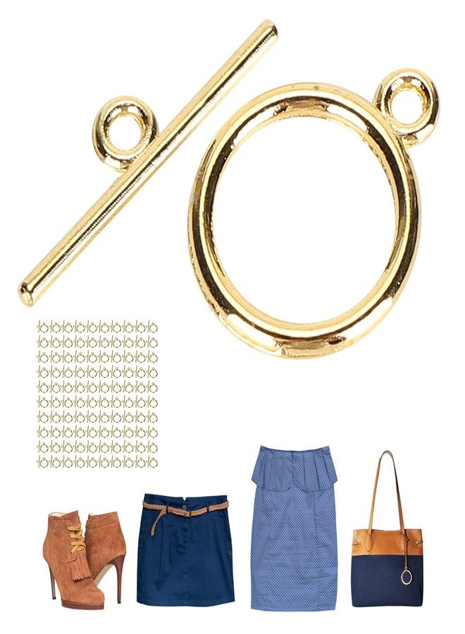 Zerodis 100 Pack Jewelry Clasp, Gold Bracelet Clasps Sets Alloy Toggle Jewelry Clasp Sets DIY Crafts Making Supplies Easy to Operate Toggle Connectors for Bracelet Jewelry Making - Image 3