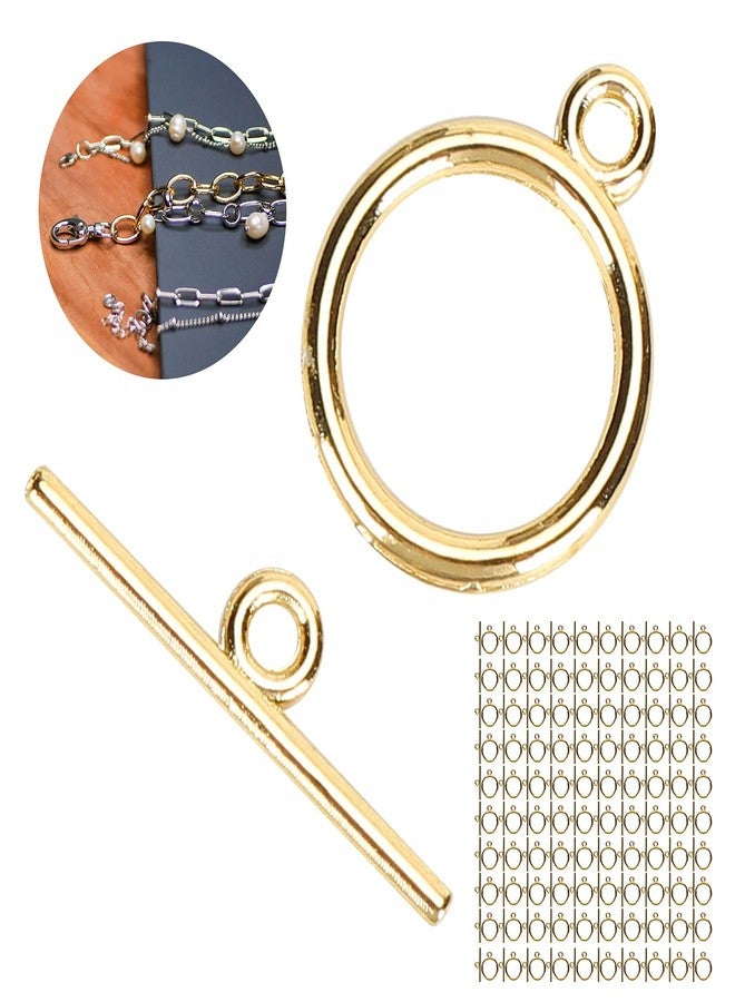 Zerodis 100 Pack Jewelry Clasp, Gold Bracelet Clasps Sets Alloy Toggle Jewelry Clasp Sets DIY Crafts Making Supplies Easy to Operate Toggle Connectors for Bracelet Jewelry Making - Image 4