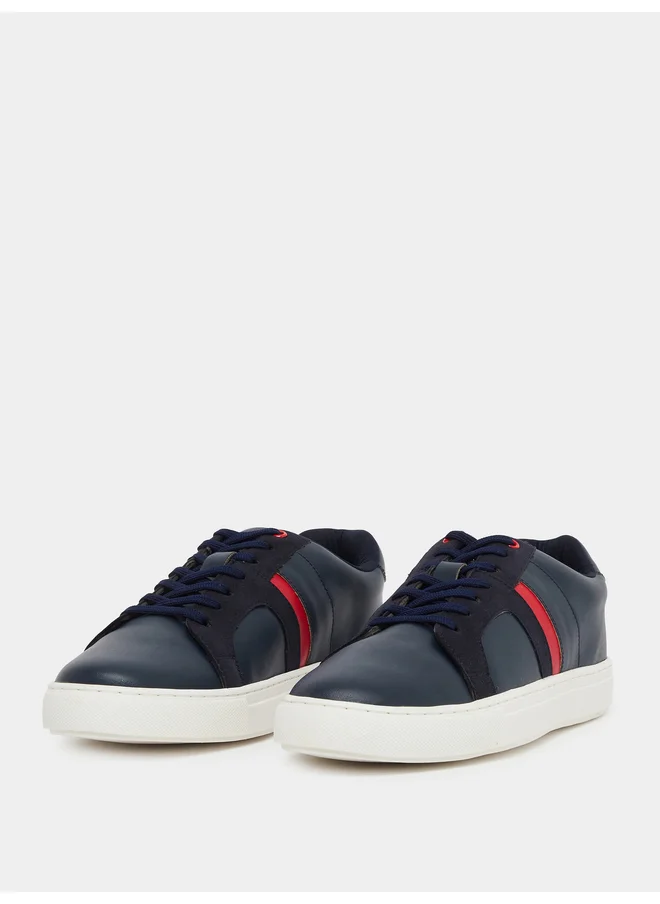 Styli Styli Color Block Low Top Lace-Up Sneakers with Twin Stripe Detail