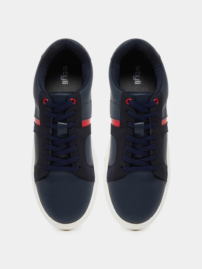 Styli Styli Color Block Low Top Lace-Up Sneakers with Twin Stripe Detail