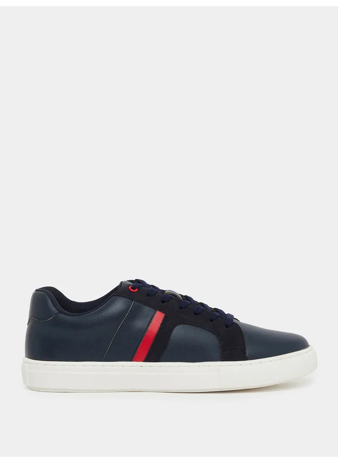 Styli Styli Color Block Low Top Lace-Up Sneakers with Twin Stripe Detail