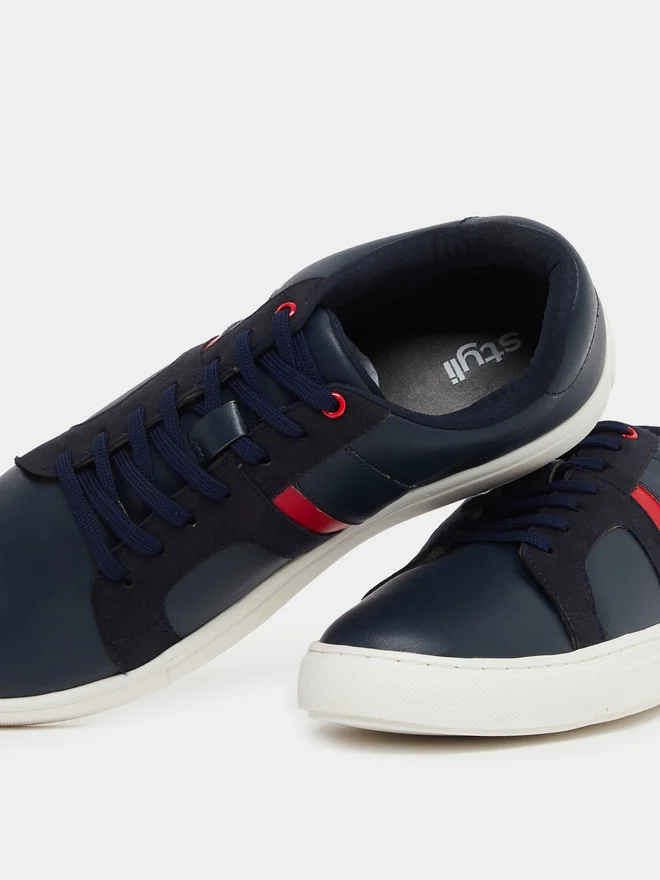 Styli Styli Color Block Low Top Lace-Up Sneakers with Twin Stripe Detail