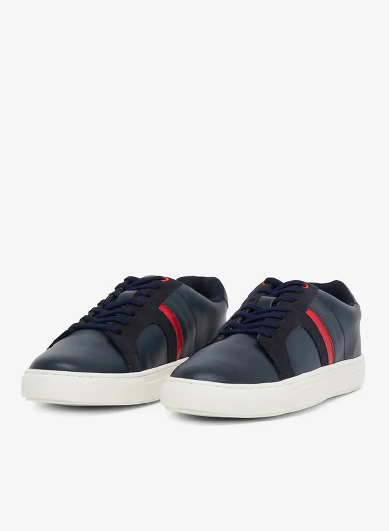 Styli Active Color Block Low Top Lace-Up Sneakers with Twin Stripe Detail
