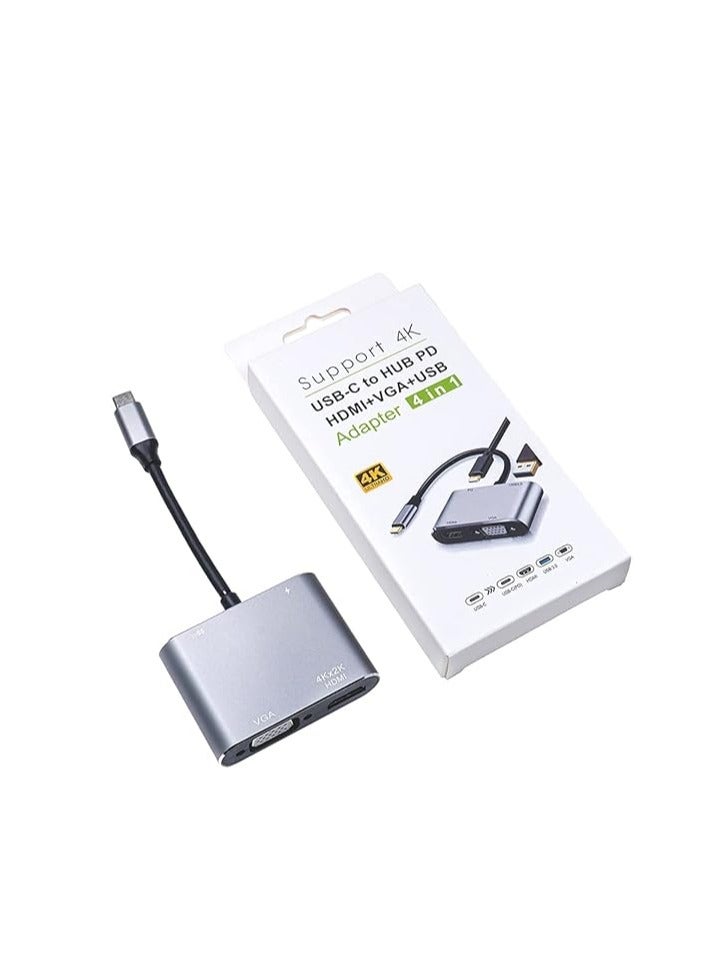 محول نوع سي من USB C الى HDMI وVGA وUSB 3 بمنفذ شحن متوافق مع سامسونج S9-S8-نوت 9-8-ابل ماك بوك-نينتندو سويتش من باتبيت، أسود - Image 2