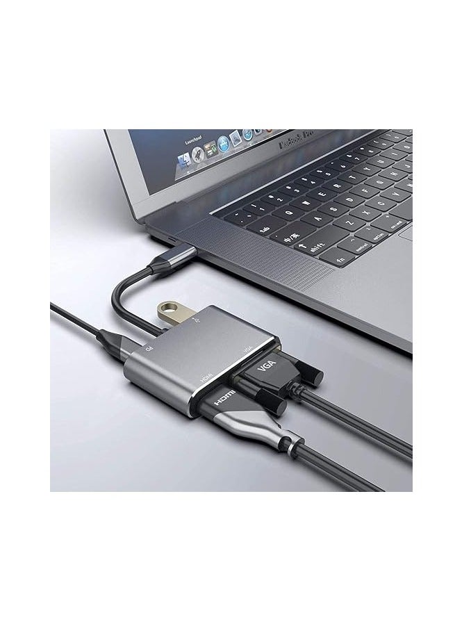 محول نوع سي من USB C الى HDMI وVGA وUSB 3 بمنفذ شحن متوافق مع سامسونج S9-S8-نوت 9-8-ابل ماك بوك-نينتندو سويتش من باتبيت، أسود - Image 5