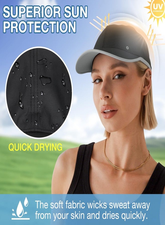 Lansigreen Quick Dry Hat with Hair Extensions Sun Protection Hat Wig Lightweight Outdoor Baseball Cap Attached 13" Short Straight Hairpiece Synthetic for Women Bleach Blonde Mix Ash Blonde - Image 2