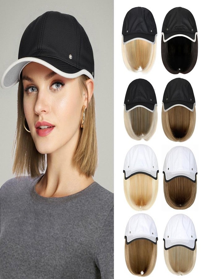 Lansigreen Quick Dry Hat with Hair Extensions Sun Protection Hat Wig Lightweight Outdoor Baseball Cap Attached 13" Short Straight Hairpiece Synthetic for Women Bleach Blonde Mix Ash Blonde - Image 1