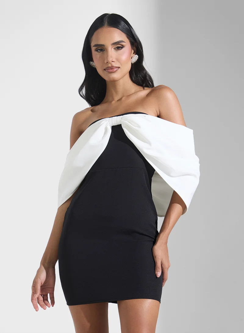 Ginger Boutique Bow Shoulder Mini Dress