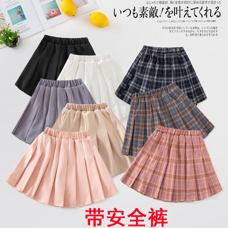 Girls Pleated Skirt Spring Summer A-Line Plaid White  - Image 2