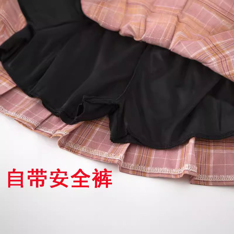 Girls Pleated Skirt Spring Summer A-Line Plaid White  - Image 4