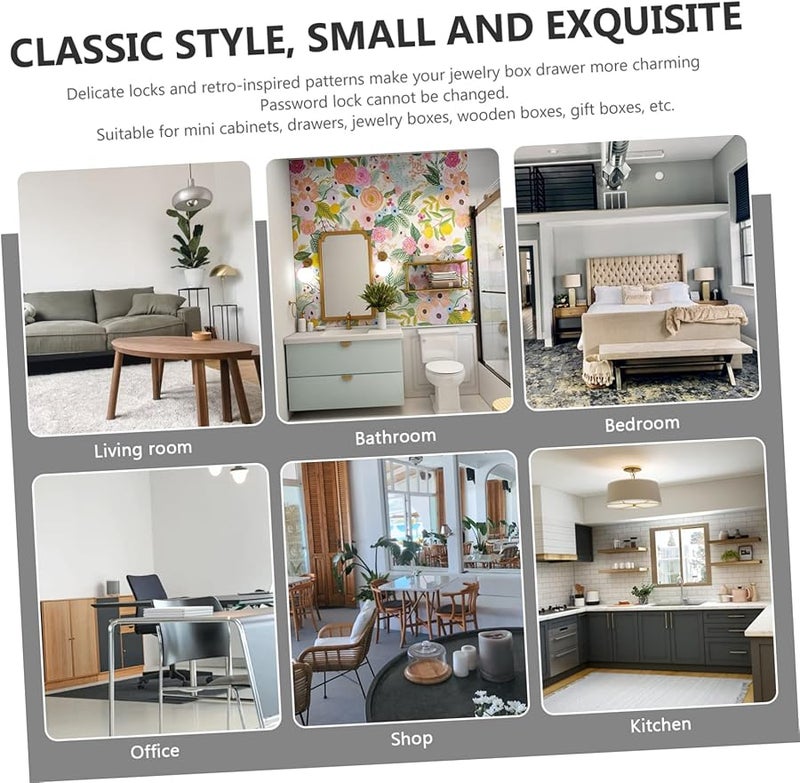 Vintage Chinese Style Engraved Padlock Retro Combination Lock For Jewelry Box - Image 5