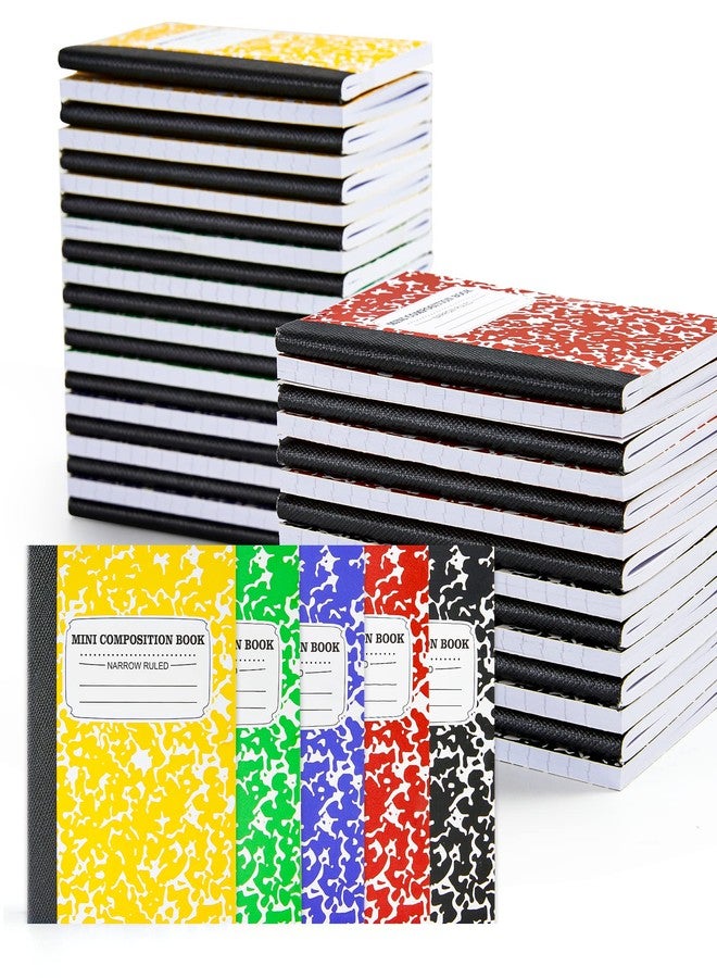feela 40 Pack Mini Composition Notebook Bulk, Cute Pocket Composition Note Pad, Small Journal Notebooks for Students College School Supplies, 4.5" X 3.25", Narrow Ruled, 5 Marble Covers - Image 1