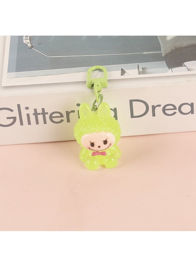 NIBEMINENT Resin Cartoon Cute Flocking LABUBU Keychain, Pendant Doll Accessory Key Chain Gift 