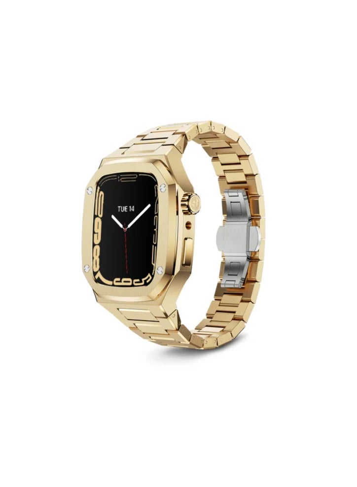 علبة - ستانلس ستيل فاخر 45 مم - ذهبي لساعة Apple Watch - Image 3