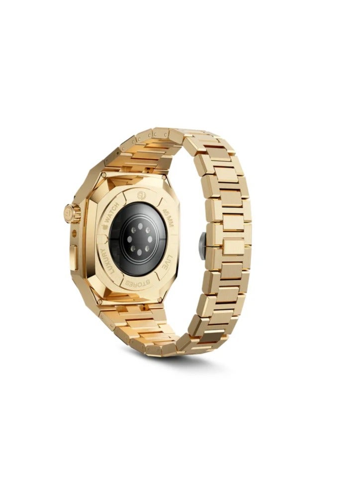علبة - ستانلس ستيل فاخر 45 مم - ذهبي لساعة Apple Watch - Image 4