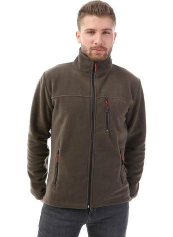 Honest Bato Collar Full Zipper Jacket Khaki  - Image 1