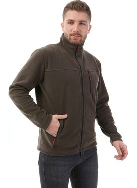 Honest Bato Collar Full Zipper Jacket Khaki  - Image 5