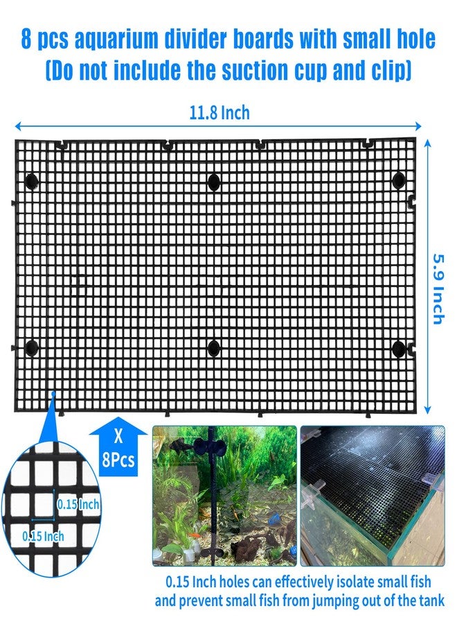 Weramics Plastic Egg Crate Grip Panel Fish Tank Divider Aquarium Divider Filter Bottom Fish Tank Isolation Board Egg Crate Tray (Black, 8pcs 11.8X5.9 Inch with 0.15 Inch Hole) - Image 2