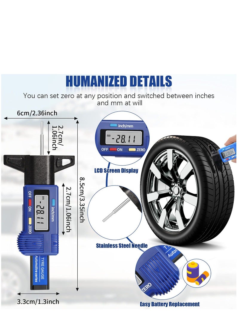 3 Pieces Tire Tread Depth Gauge Tool Digital Brake Lining Thickness Coded Automotive Pad Measure Ruler for Motorcycle, Car, Truck, and Bus - Image 3