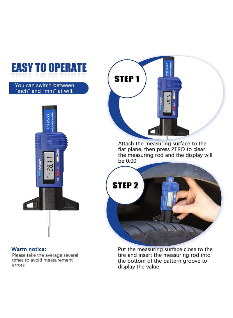 3 Pieces Tire Tread Depth Gauge Tool Digital Brake Lining Thickness Coded Automotive Pad Measure Ruler for Motorcycle, Car, Truck, and Bus - Image 2