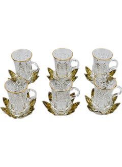 Turkish Glass Cups With Saucer For 6, Gold Design Glass Cups With Crystal Saucer, Arabian Cawa Cups Set Cups For Tea Heat-Resistant Glass Tea Set, Coffee Cup Set, 12Pc Istikan Glass Cup And Saucer Set - pzsku/Z6600B12B9FF8E9DC3588Z/45/_/1676449516/f1315282-e9f6-4855-83fd-401a1dd71132