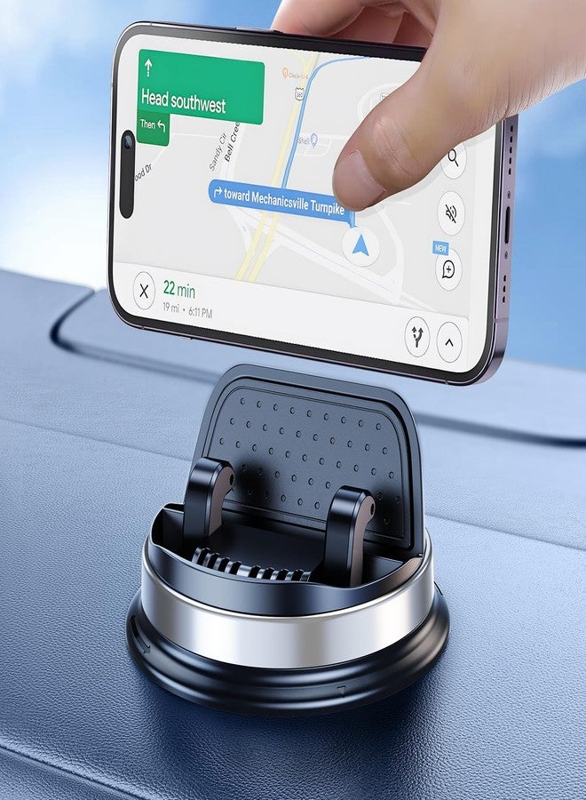 OATSBASF Dashboard Cell Phone Holder, Car Phone Mount 360° Rotatable Car with Non-Slip Silicone, Compatible with iPhone,Samsung,Android Smartphones, Silver Black - Image 1