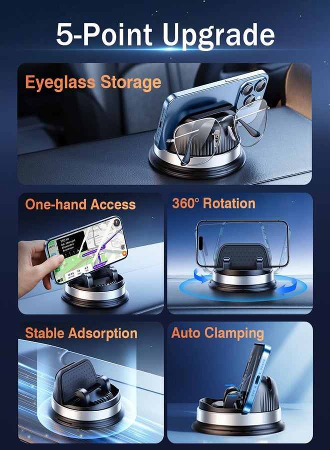 OATSBASF Dashboard Cell Phone Holder, Car Phone Mount 360° Rotatable Car with Non-Slip Silicone, Compatible with iPhone,Samsung,Android Smartphones, Silver Black - Image 4