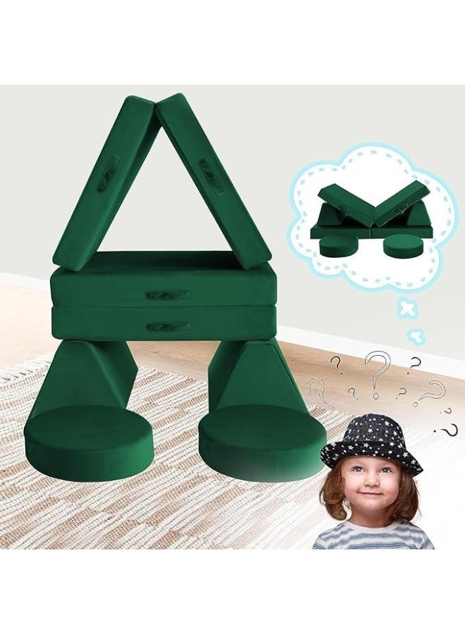 Poppins Home Poppins HOME Kids Couch Kids Sectional Sofa Glow Sofa Couch for Kids, Space Glow in The Dark 8 Piece Fold Out (Green)  - Image 4