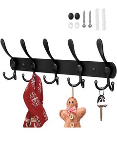 Generic Coat Rack Wall Mount, Stainless Steel Coat Rack Heavy Duty Coat Hooks Wall Mounted - Coat Hange with 5 Tri Hooksr for Hat Towel Robes Jacket Clothes for Bathroom Entryway  - Image 1