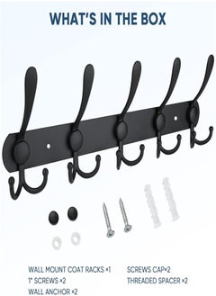 Generic Coat Rack Wall Mount, Stainless Steel Coat Rack Heavy Duty Coat Hooks Wall Mounted - Coat Hange with 5 Tri Hooksr for Hat Towel Robes Jacket Clothes for Bathroom Entryway  - Image 2