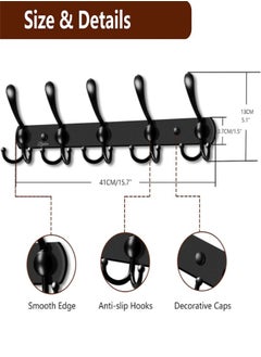 Generic Coat Rack Wall Mount, Stainless Steel Coat Rack Heavy Duty Coat Hooks Wall Mounted - Coat Hange with 5 Tri Hooksr for Hat Towel Robes Jacket Clothes for Bathroom Entryway  - Image 3