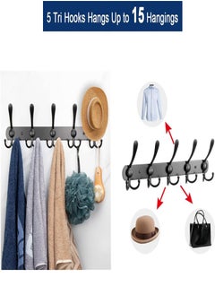 Generic Coat Rack Wall Mount, Stainless Steel Coat Rack Heavy Duty Coat Hooks Wall Mounted - Coat Hange with 5 Tri Hooksr for Hat Towel Robes Jacket Clothes for Bathroom Entryway  - Image 4